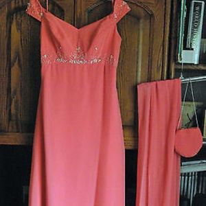 Formal Length Dress, Purse, and Scarf Dark Peach 8